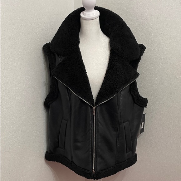 NWT Marc New York Jeans Black Shearling-Lined Women's Vest Plus Size 2X - Picture 2 of 12